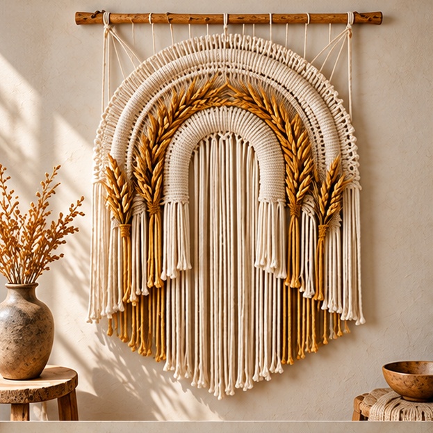 Golden Arc: Natural / Wheat gold, Layered arch wheat tapestry