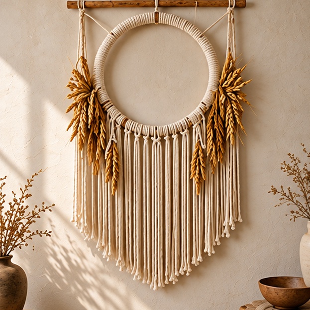 Harvest Halo: Natural / Wheat gold, Open ring wheat tapestry